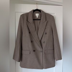 H&M Double-Breasted Blazer – Taupe (Size S)